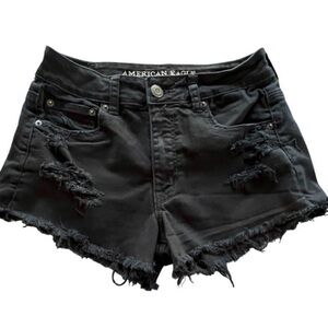 American Eagle Hi-Rise Distressed Festival Shorts Black  Size 6